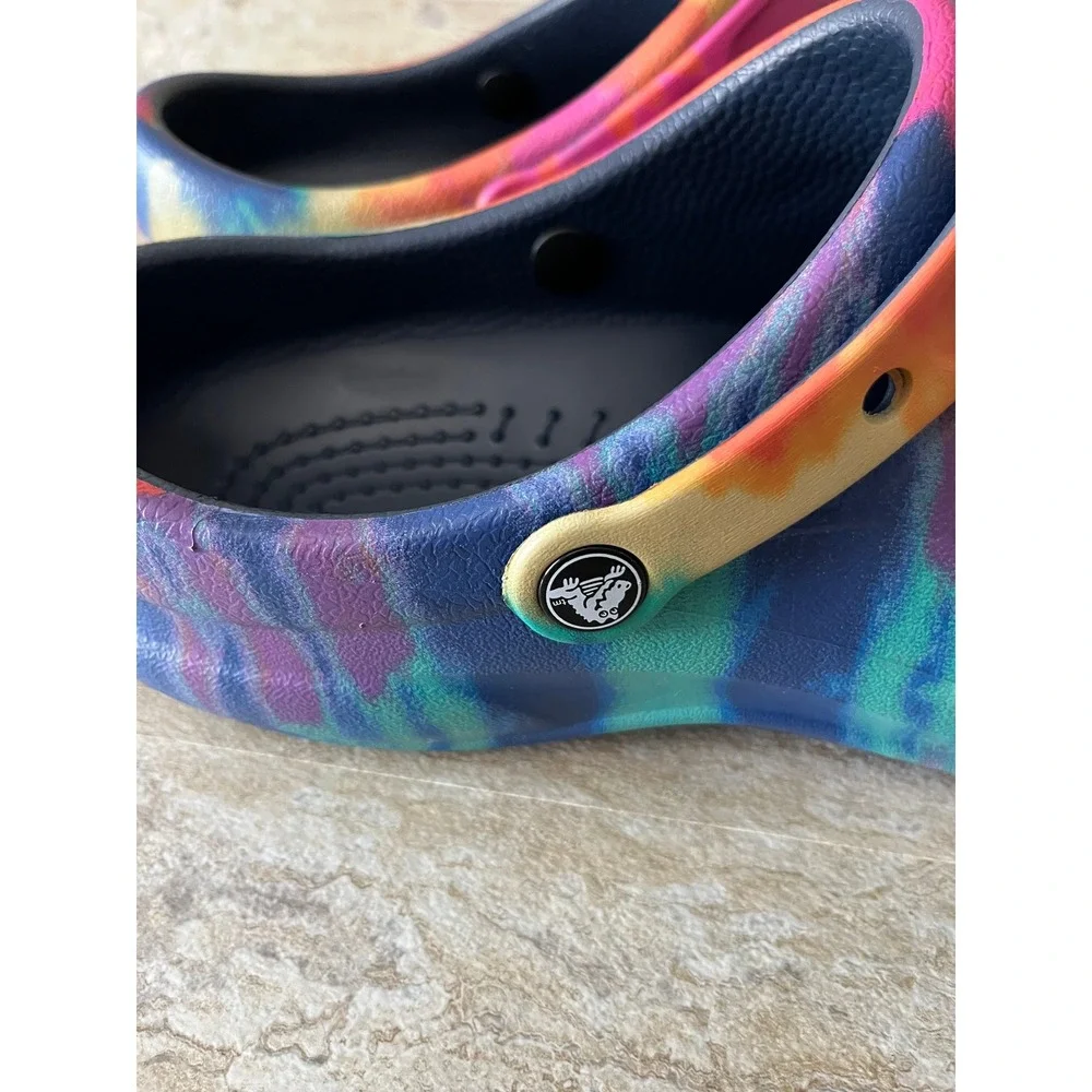 Crocs Bistro Clogs Mens 12 Multi Tie Dye Slip Resistant Work Shoes Excellent